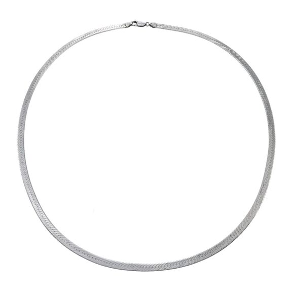 Italian 5mm Herringbone Chain Necklace | Vintage Sterling Silver 925 | 24" - Picture 2 of 5